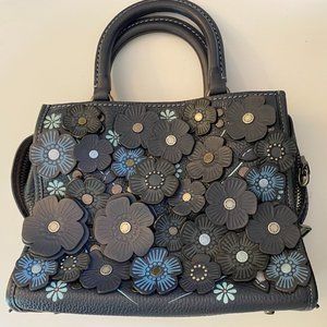 Coach daisy applique navy leather and suede bag NWOT crossbody/handbag